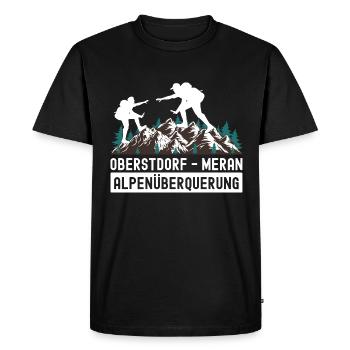 Traversée des Alpes Sentier de randonnée longue distance Oberstdorf Merano E5 - T-shirt Premium bio Homme - noir - Devant - Nico (187cm)