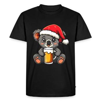 Koala Christmas Beer Funny - Men's Premium Organic T-Shirt - black - Front - Nico (187cm)