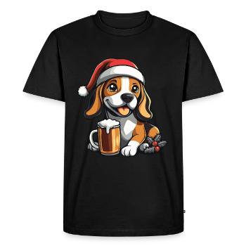 Beagle chien Noël bière drôle - T-shirt Premium bio Homme - noir - Devant - Nico (187cm)