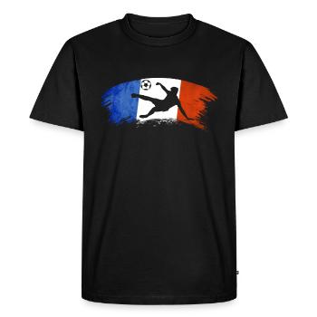 football France bleu blanc rouge foot - T-shirt Premium bio Homme - noir - Devant - Nico (187cm)