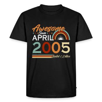 Avril 2005 vintage vintage retro anniversaire - T-shirt Premium bio Homme - noir - Devant - Nico (187cm)