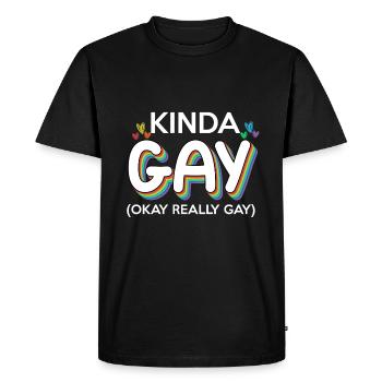Kinda Gay - (Gay Gay) - Gay Gay Homosexual - Men's Premium Organic T-Shirt - black - Front - Nico (187cm)