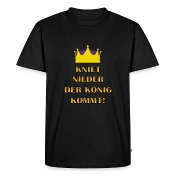 Agenouillez le roi qui arrive! - T-shirt Premium bio Homme - noir - Devant - Nico (187cm)