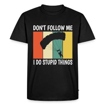 Fallschirm - Männer Premium Bio T-Shirt - Schwarz - Vorne - Nico (187cm)