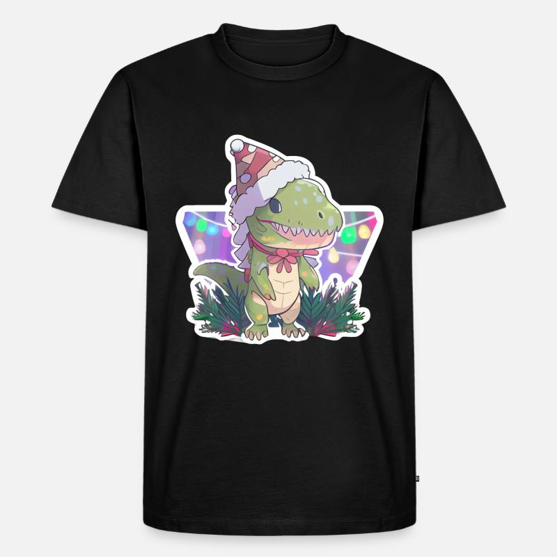 weihnachtsdinosaurier, geschenk, - Männer Premium Bio T-Shirt - Schwarz