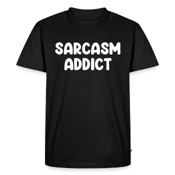 Accro au sarcasme - T-shirt Premium bio Homme - noir - Devant - Nico (187cm)
