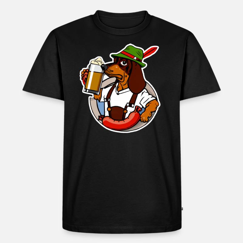 Bierfest Dackel Oktober - Männer Premium Bio T-Shirt - Schwarz