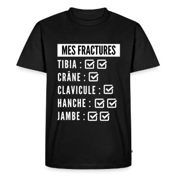 Liste des mes fractures - T-shirt Premium bio Homme - noir - Devant - Nico (187cm)