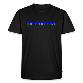 Hold the Line, Blue Line - Men's Premium Organic T-Shirt - black - Front - Nico (187cm)