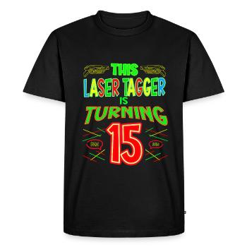 This Laser Tagger Is Turning 15 Years Old Laser - Men's Premium Organic T-Shirt - black - Front - Nico (187cm)