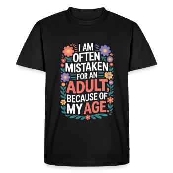 Pris pour un adulte à cause de mon âge - T-shirt Premium bio Homme - noir - Devant - Nico (187cm)