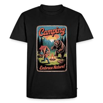Funny Camping Embrace Nature - Men's Premium Organic T-Shirt - black - Front - Nico (187cm)