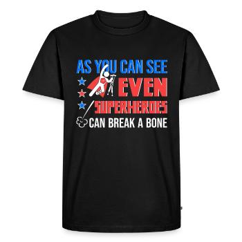 Superhero Crutches Leg Fractured Foot Broken Gift - Men's Premium Organic T-Shirt - black - Front - Nico (187cm)