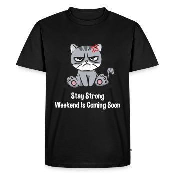 Le week-end arrive bientôt drôles de collègues Humour O - T-shirt Premium bio Homme - noir - Devant - Nico (187cm)