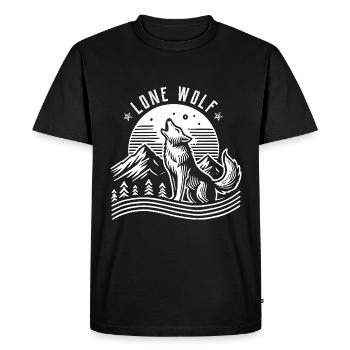 Vintage loup solitaire T Shirt Howling Wolf Design - T-shirt Premium bio Homme - noir - Devant - Nico (187cm)