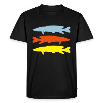 poisson brochet silhouette colorée - T-shirt Premium bio Homme - noir - Devant - Nico (187cm)