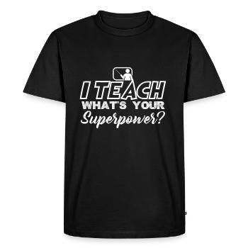 superpuissance enseignants - T-shirt Premium bio Homme - noir - Devant - Nico (187cm)