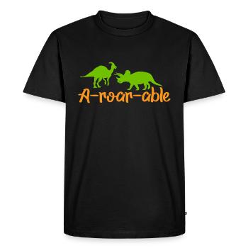 Dinosaur A-roar-able Funny saying - Men's Premium Organic T-Shirt - black - Front - Nico (187cm)