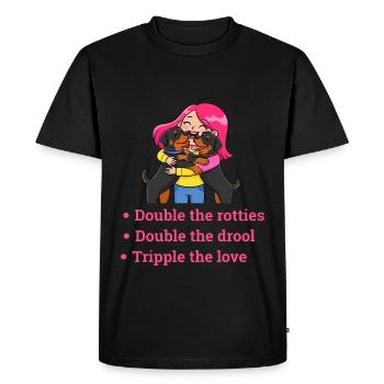 Doubler les rotties, tripler l’amour - T-shirt Premium bio Homme - noir - Devant - Nico (187cm)