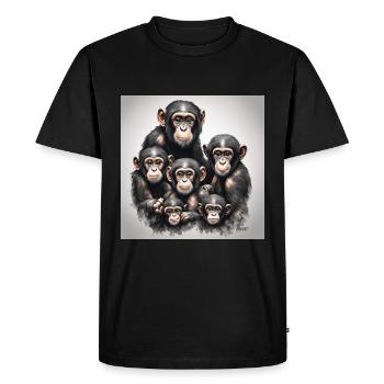 Photo de famille de chimpanzés - T-shirt Premium bio Homme - noir - Devant - Nico (187cm)