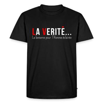 "THE TRUTH... the lantern for the enlightened man" - Men's Premium Organic T-Shirt - black - Front - Nico (187cm)