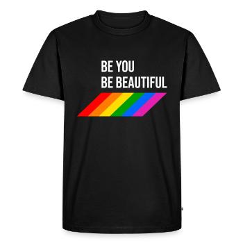 LGBTQIA Beautiful Rainbow - Men's Premium Organic T-Shirt - black - Front - Nico (187cm)
