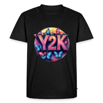 Y2K Papillon Rétro - T-shirt Premium bio Homme - noir - Devant - Nico (187cm)