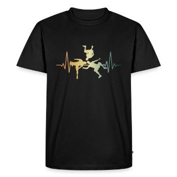 Heartbeat Parkour Sideflip ECG Pulse - T-shirt Premium bio Homme - noir - Devant - Nico (187cm)