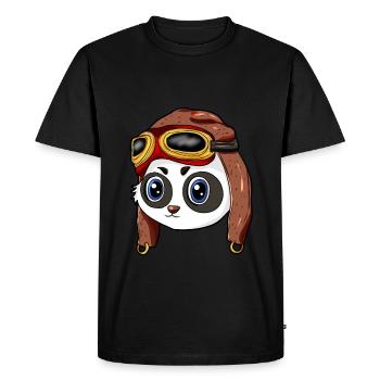 Panda Pilote chapeau de pilote - T-shirt Premium bio Homme - noir - Devant - Nico (187cm)