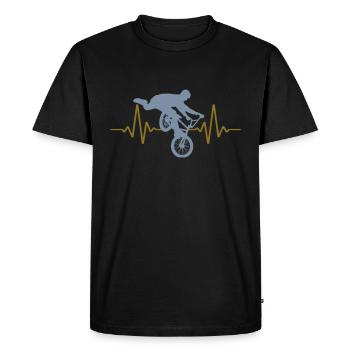 Heartbeat BMX Fréquence cardiaque ECG | Les couleurs peuvent être modifiées - T-shirt Premium bio Homme - noir - Devant - Nico (187cm)