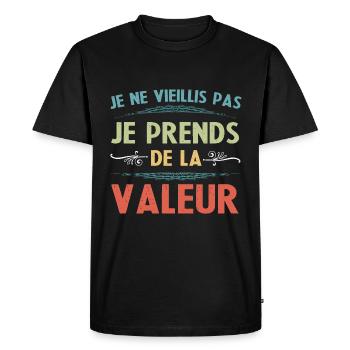 Je ne vieillis pas Humoristique pour un cadeau - T-shirt Premium bio Homme - noir - Devant - Nico (187cm)