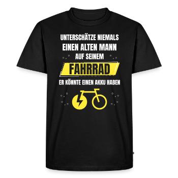 Alter Mann Fahrrad Elektro e-Bike Elektrofahrrad - Männer Premium Bio T-Shirt - Schwarz - Vorne - Nico (187cm)