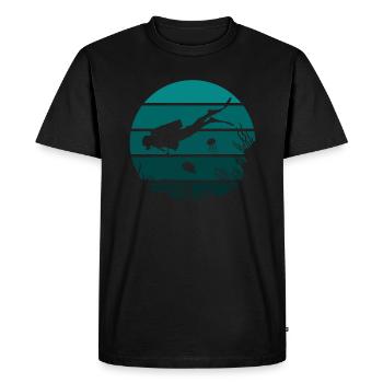 Diving underwater world vintage sunset - Men's Premium Organic T-Shirt - black - Front - Nico (187cm)
