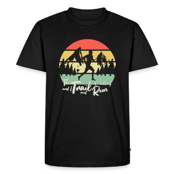 Le sentier appelle trail running trail run nature - T-shirt Premium bio Homme - noir - Devant - Nico (187cm)