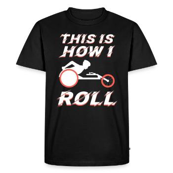 Sport en fauteuil roulant disant fauteuil roulant de course - T-shirt Premium bio Homme - noir - Devant - Nico (187cm)