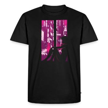 Vaporwave TShirt Cyber Punk Girl - Men's Premium Organic T-Shirt - black - Front - Nico (187cm)
