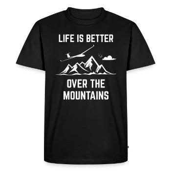 Pilote de planeur disant que la vie est meilleure glisse - T-shirt Premium bio Homme - noir - Devant - Nico (187cm)