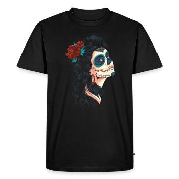 Belle Dame des Morts La Calavera Catrina - T-shirt Premium bio Homme - noir - Devant - Nico (187cm)