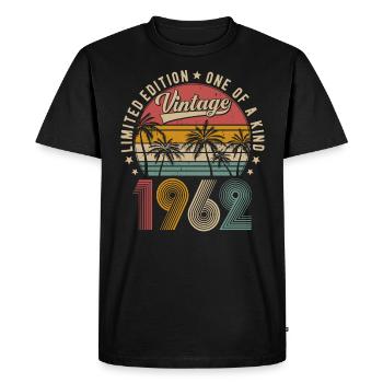 Millésime 1962 Vintage Rétro Anniversaire Cadeau - T-shirt Premium bio Homme - noir - Devant - Nico (187cm)