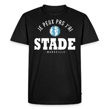 J'peux pas j'ai stade foot football OM Marseille - T-shirt Premium bio Homme - noir - Devant - Nico (187cm)