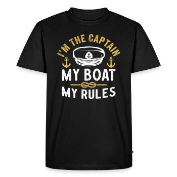 I'm The Captain My Boat My Rules Funny Boating - Men's Premium Organic T-Shirt - black - Front - Nico (187cm)