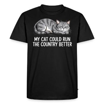 Mon Chat Gouvernerait Mieux Le Pays - T-shirt Premium bio Homme - noir - Devant - Nico (187cm)
