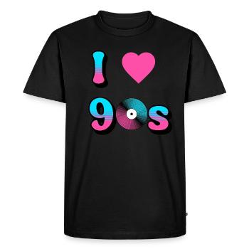 I Love the 90s Retro Nostalgie - Männer Premium Bio T-Shirt - Schwarz - Vorne - Nico (187cm)