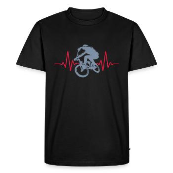 ECG de pouls BMX pulsation cardiaque | Les couleurs peuvent être changées - T-shirt Premium bio Homme - noir - Devant - Nico (187cm)