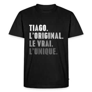 Tiago The Original The Real The Unique - Men's Premium Organic T-Shirt - black - Front - Nico (187cm)