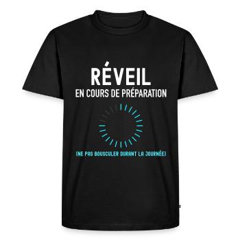 réveil cadeau baptême - T-shirt Premium bio Homme - noir - Devant - Nico (187cm)