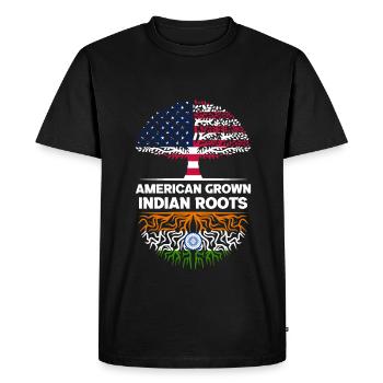 American grown Indian Roots India - Men's Premium Organic T-Shirt - black - Front - Nico (187cm)