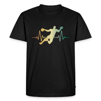 Pouls du battement de cœur du handball - T-shirt Premium bio Homme - noir - Devant - Nico (187cm)