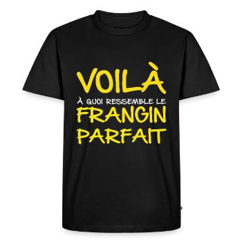 Frangin Parfait - T-shirt Premium bio Homme - noir - Devant - Nico (187cm)
