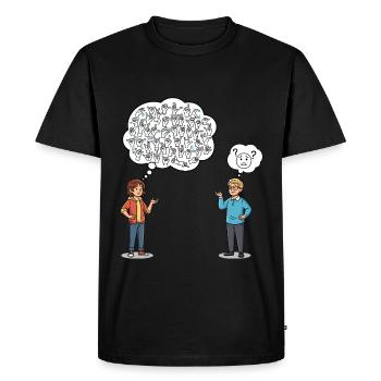 Langue des signes : malentendus inclus ! - T-shirt Premium bio Homme - noir - Devant - Nico (187cm)